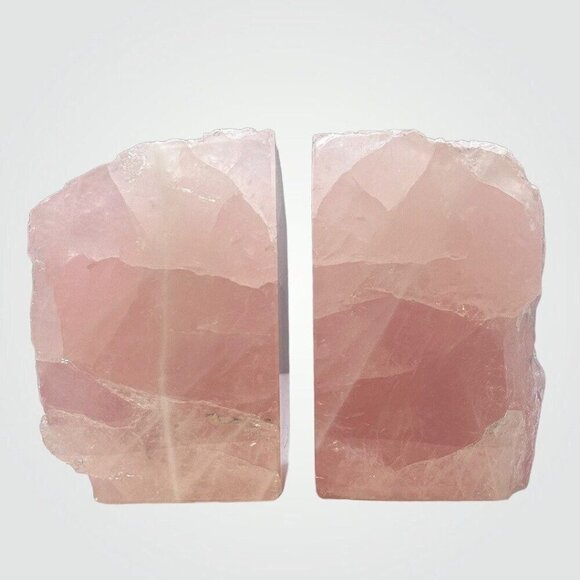 Crystal Bookends, Rose Quartz w/ Natural Characteristics & Black Tourmaline Mark - Picture 1 of 9